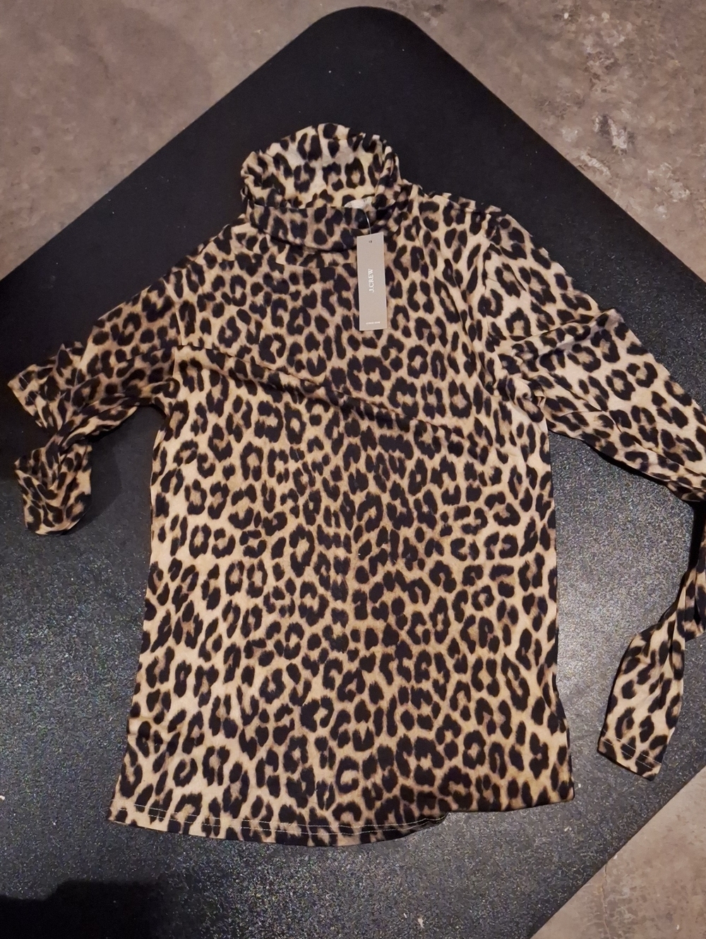 J. Crew Leopard Print Turtleneck Top - Tan and Black